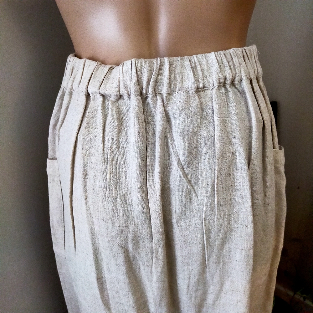 Shopkeepers Cottage linen skirt Cream Artisan Button Down Cotton Blend Midi - Picture 6 of 11